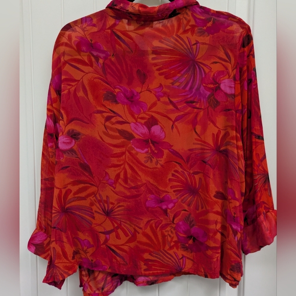 American Angel Il Vibrant Red and Pink Floral Blouse - Picture 4 of 4